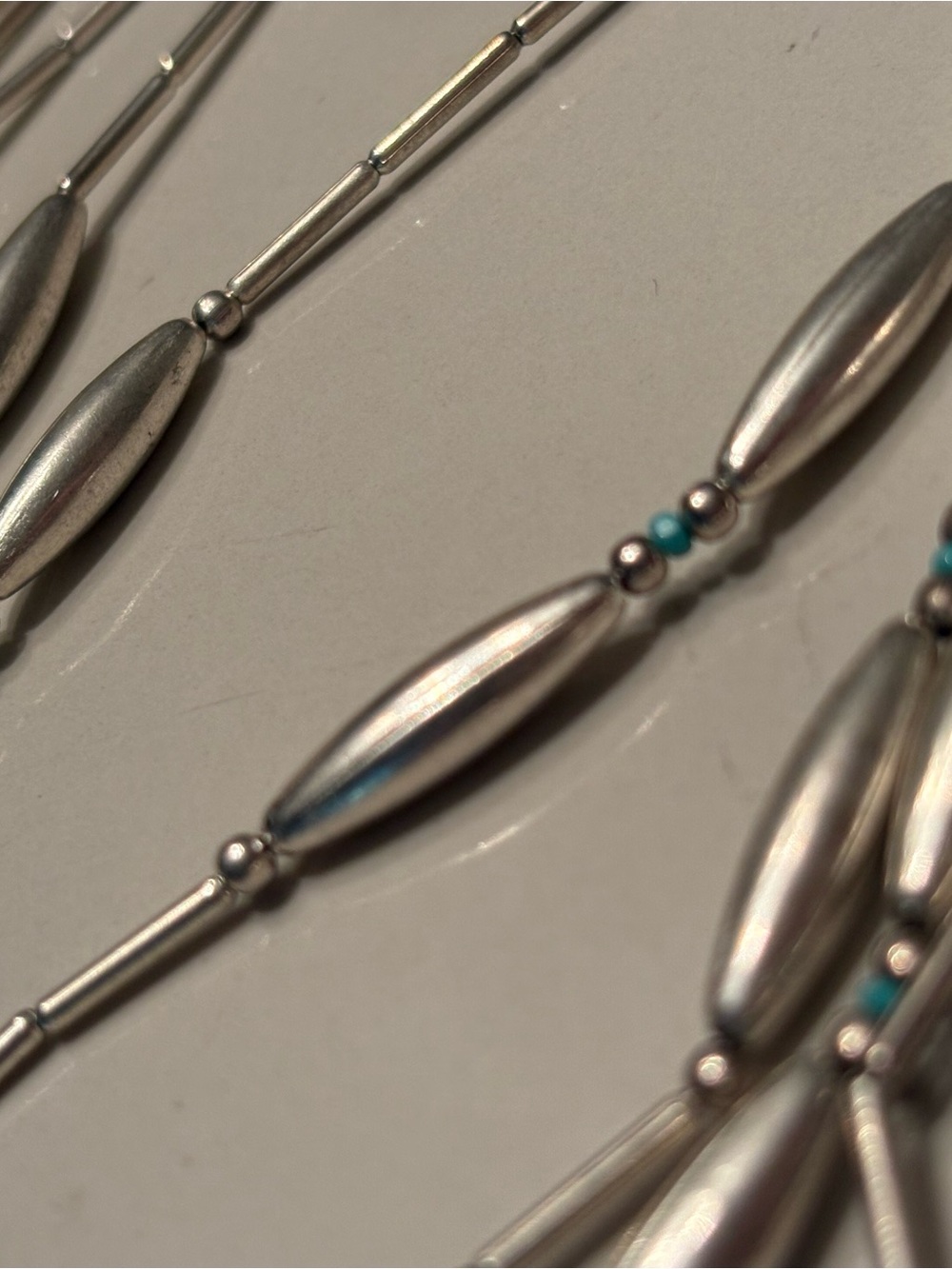 13 Sterling-Style Silver Beaded Bracelets with Turquoise Accent